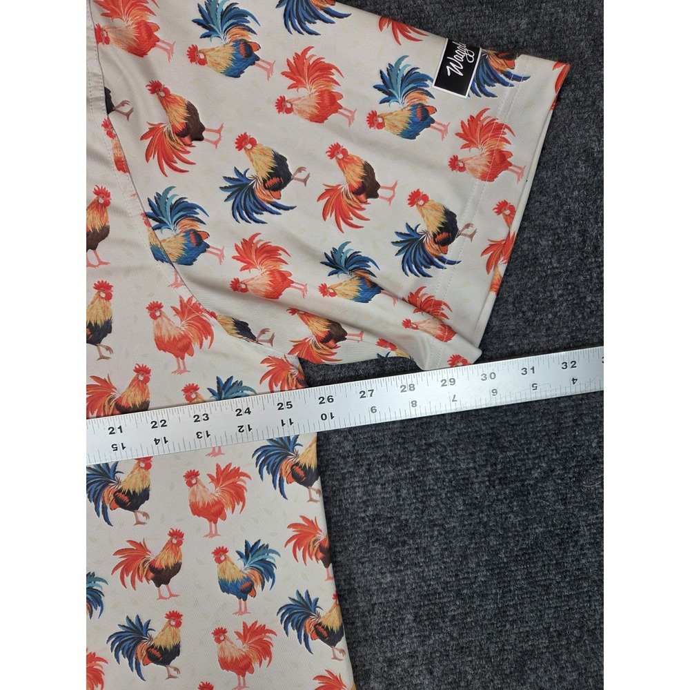 Waggle Polo Shirt Mens XXL Roosters Orange Beige Golf - Picture 3 of 6